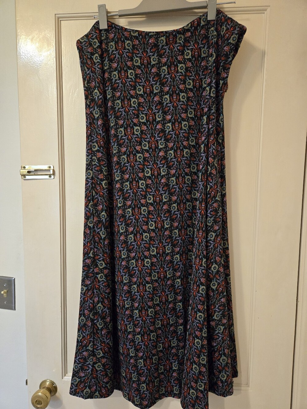 Lularoe Maxi Floral Print Yoga Waist  Skirt - Black Multi